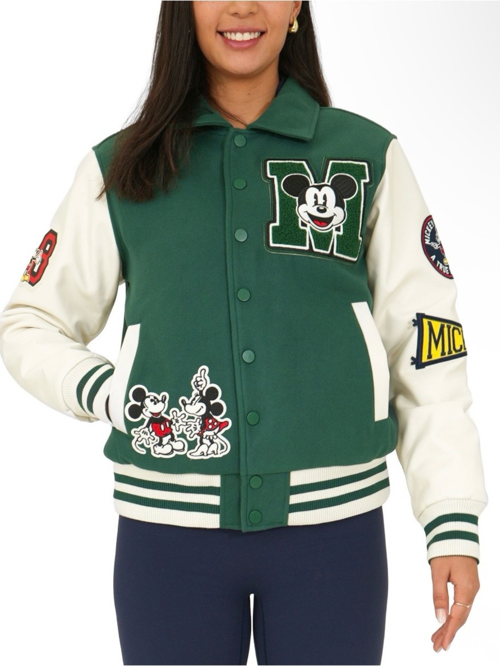 Disney Green and Cream Mickey Varsity Jacket